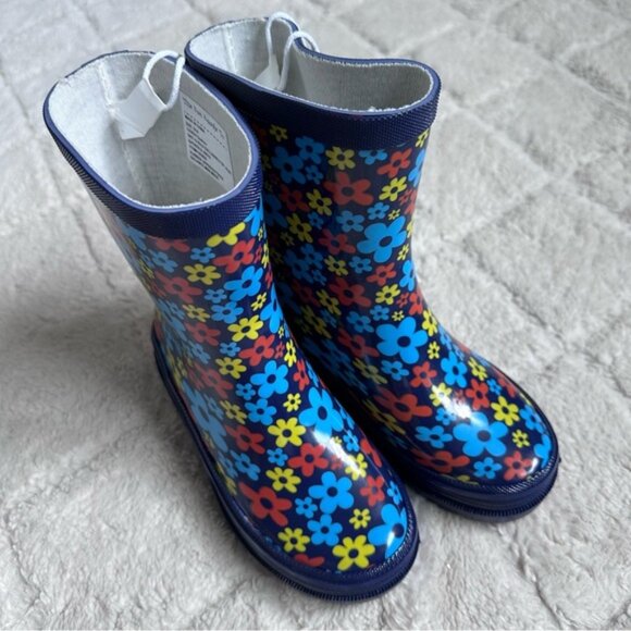 Lily & Dan | Aldi Blue and Red Floral Rain Boots | Size 9/10 - Picture 10 of 10